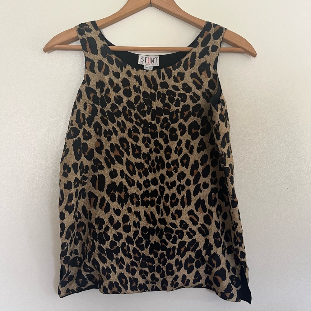 100% Silk Vintage 90s Y2K Leopard Print Tank Top for Women